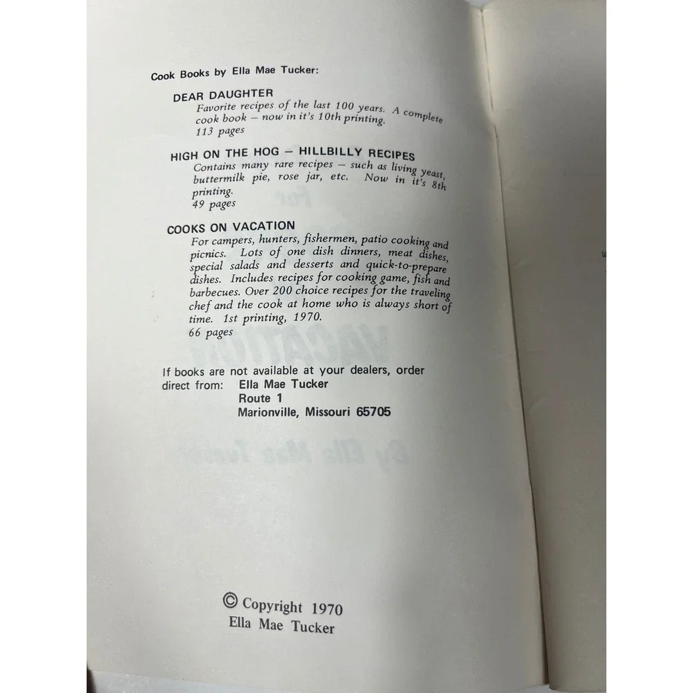 Easy Recipes‎ For Cooks On Vacation Cookbook Campers Picnic Patio Cooking 1970